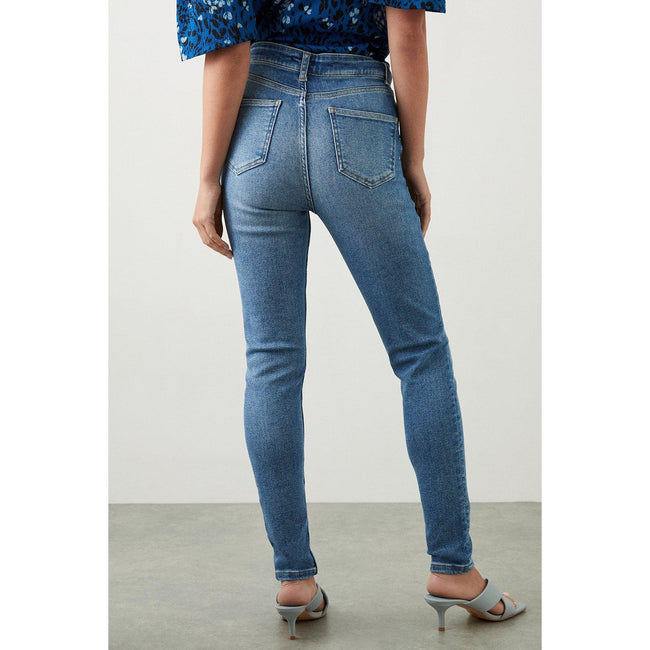 Mid Wash - Back - Dorothy Perkins Womens-Ladies Authentic High Waist Skinny Jeans
