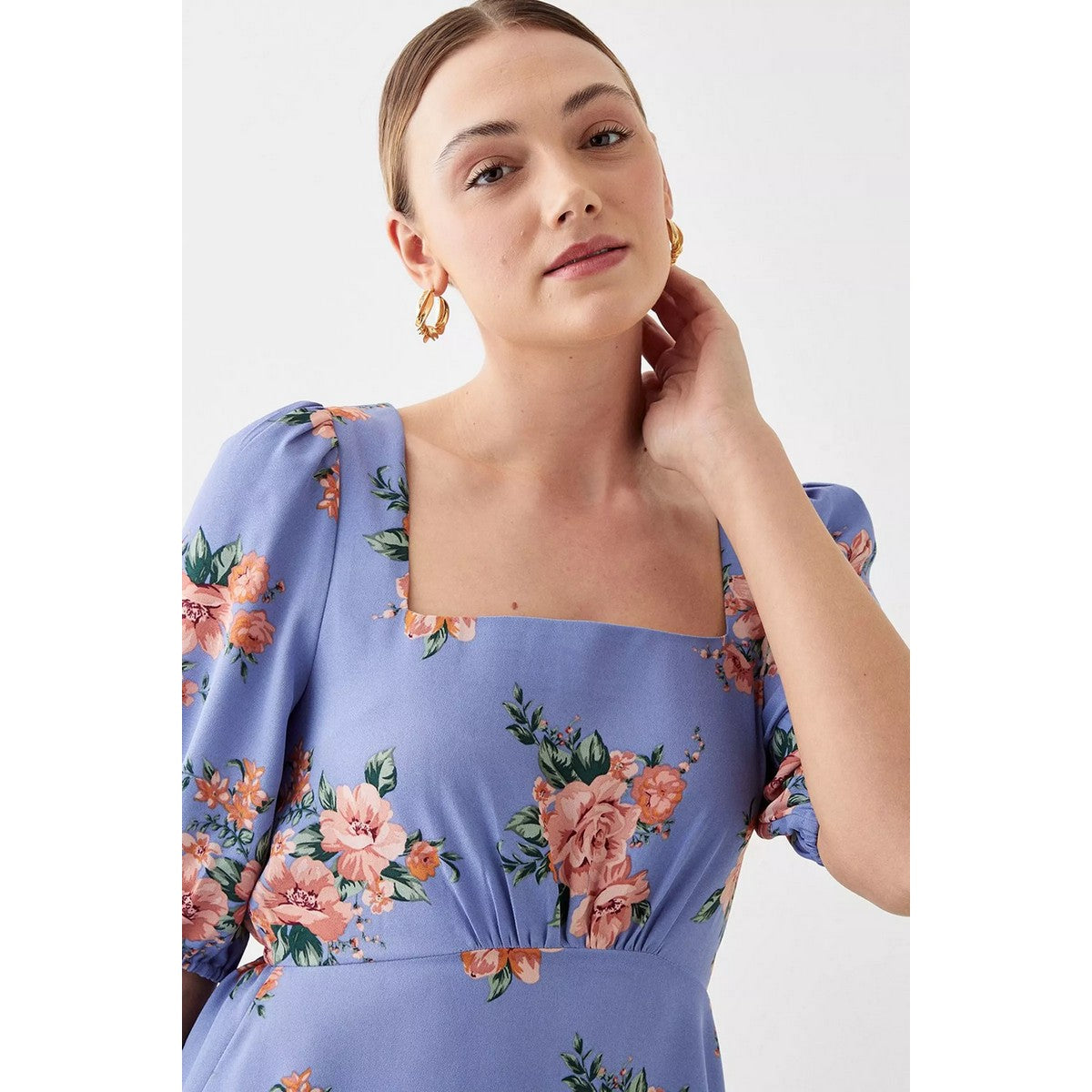 Purple - Side - Dorothy Perkins Womens-Ladies Floral Tall Tie Sleeves Blouse