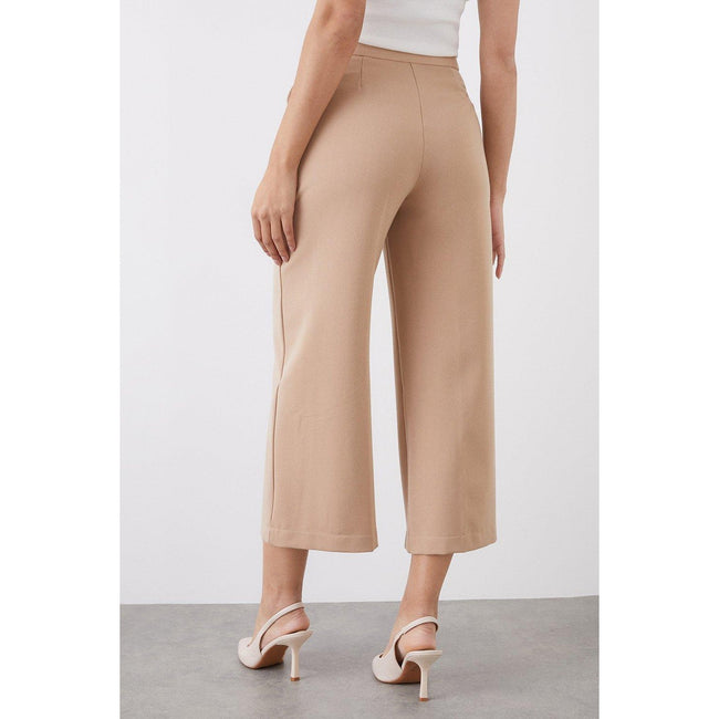 Camel - Back - Dorothy Perkins Womens-Ladies Button High Waist Culottes