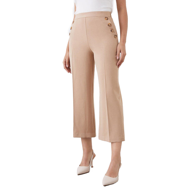 Camel - Front - Dorothy Perkins Womens-Ladies Button High Waist Culottes