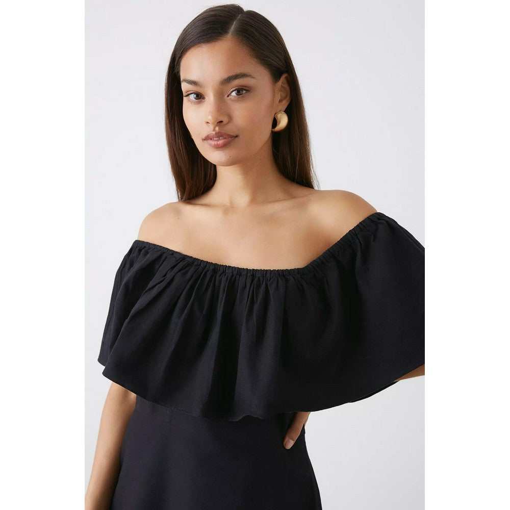 Black - Side - Dorothy Perkins Womens-Ladies Bardot Petite Midi Dress