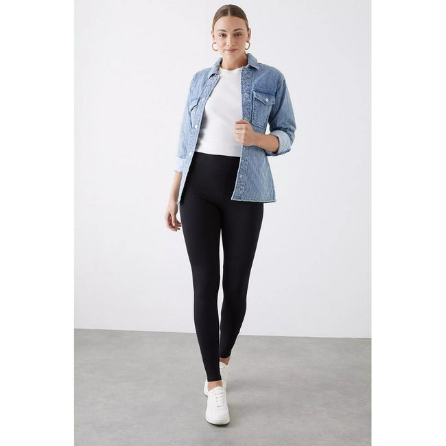 Black - Side - Dorothy Perkins Womens-Ladies Plain Tall Leggings