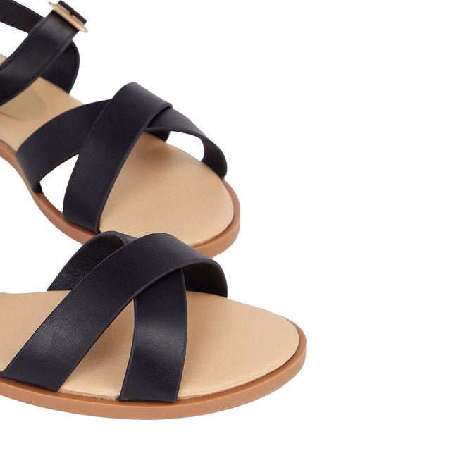 Black - Side - Dorothy Perkins Womens-Ladies Florence Crossover Wide Flat Sandals