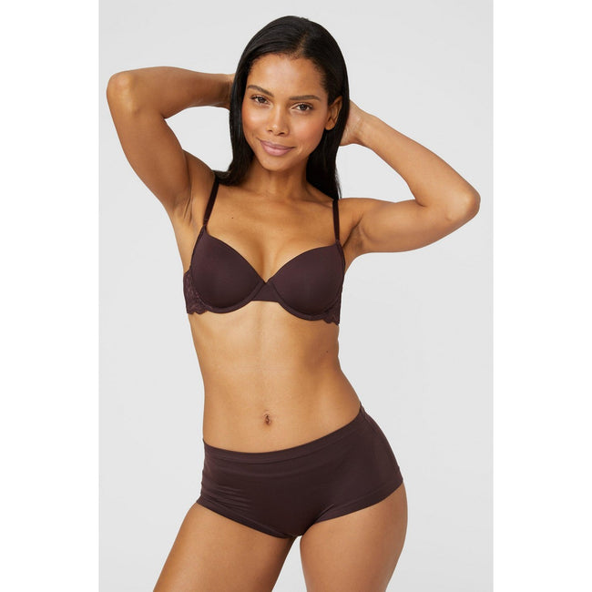 Chocolate - Side - Dorothy Perkins Womens-Ladies Lace Detail T-Shirt Bra