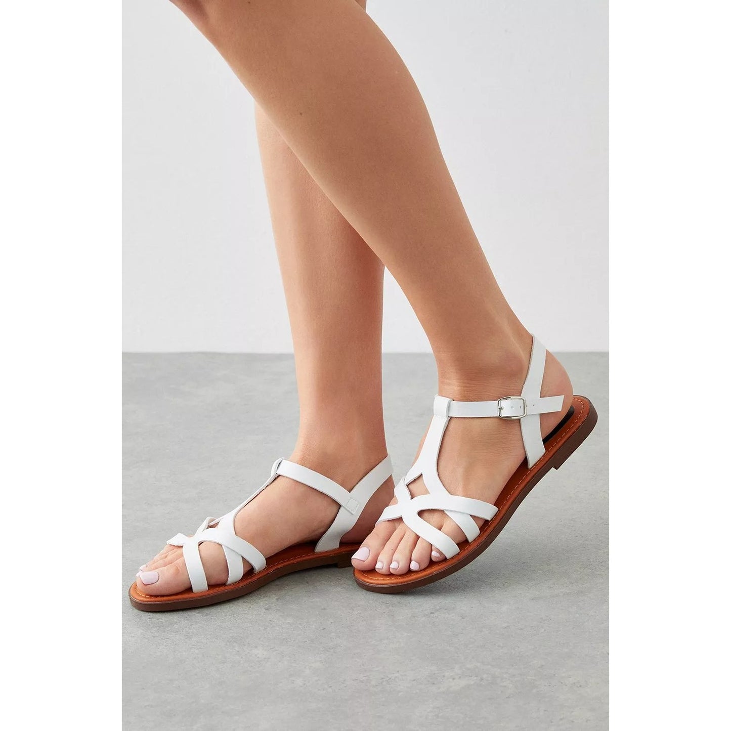 White - Lifestyle - Good For The Sole Womens-Ladies Megan Flexi Sole Sandals