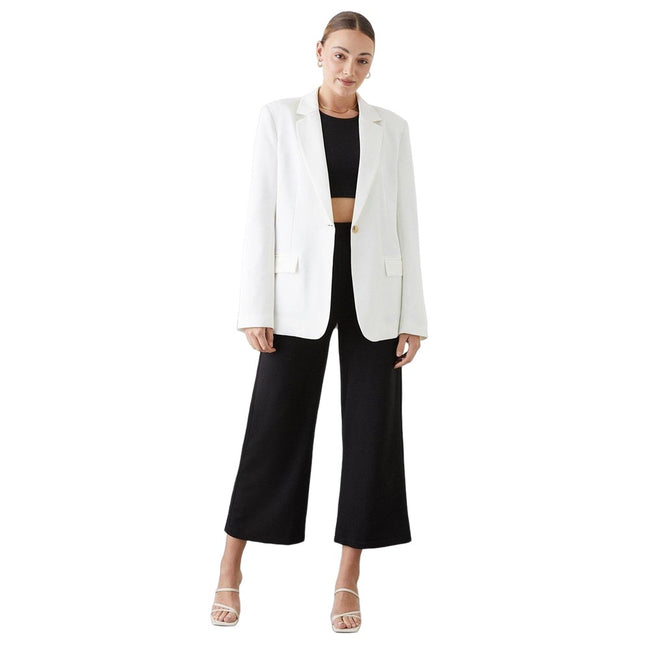 White - Front - Dorothy Perkins Womens-Ladies Single-Breasted Tall Straight Blazer