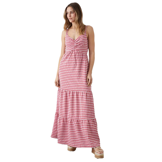 Red - Front - Dorothy Perkins Womens-Ladies Strappy Gingham Tiered Midi Dress