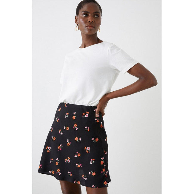 Black - Side - Dorothy Perkins Womens-Ladies Ditsy Print Mini Skirt