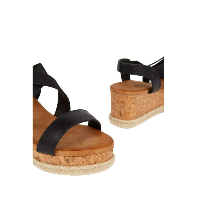 Black - Side - Good For The Sole Womens-Ladies Hannah Wide Wedge Sandals