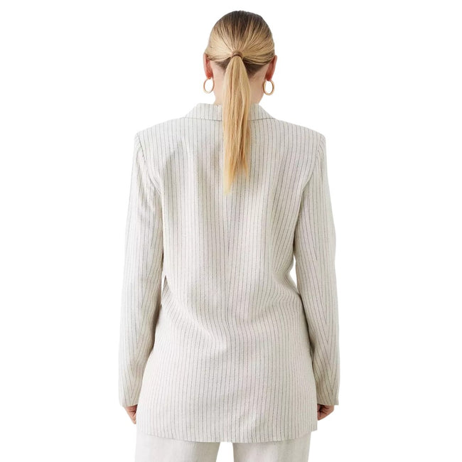 Stone - Back - Dorothy Perkins Womens-Ladies Stripe Single-Breasted Tall Blazer