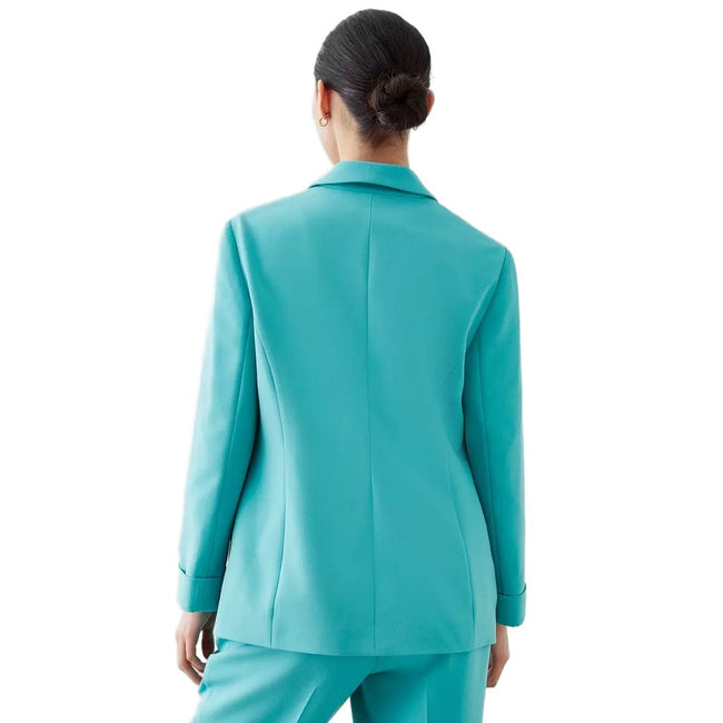 Turquoise - Back - Dorothy Perkins Womens-Ladies Turned Up Cuff Petite Blazer