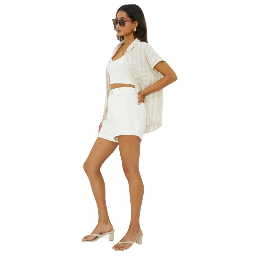Ecru - Lifestyle - Dorothy Perkins Womens-Ladies Denim Patch Pocket High Waist Shorts
