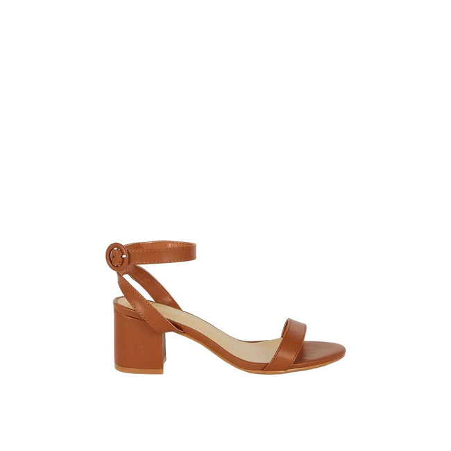 Tan - Back - Dorothy Perkins Womens-Ladies Suki Buckle Extra Wide Block Heel Sandals