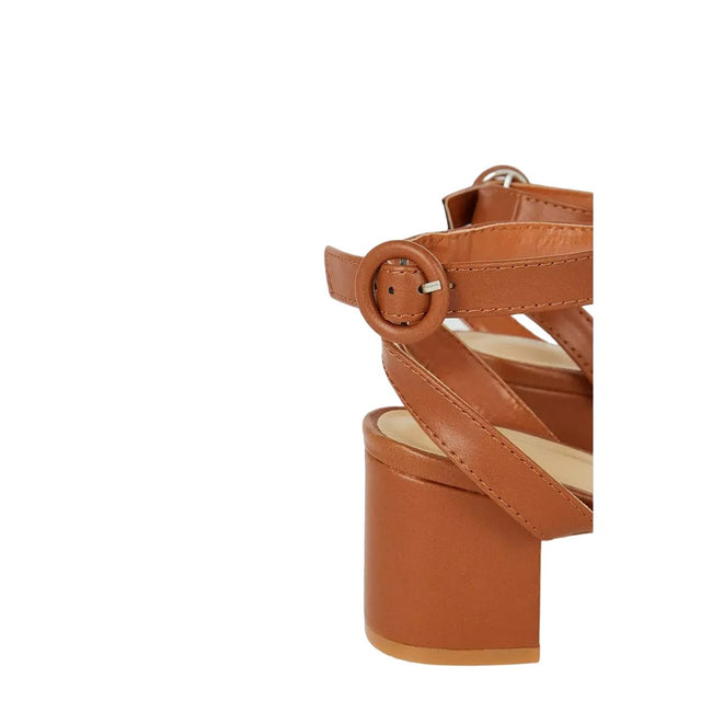 Tan - Side - Dorothy Perkins Womens-Ladies Suki Buckle Extra Wide Block Heel Sandals