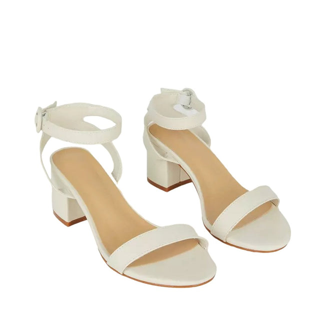 Cream - Front - Dorothy Perkins Womens-Ladies Suki Buckle Extra Wide Block Heel Sandals