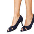 Navy - Side - Good For The Sole Womens-Ladies Honey Peep Toe Wide Sandals