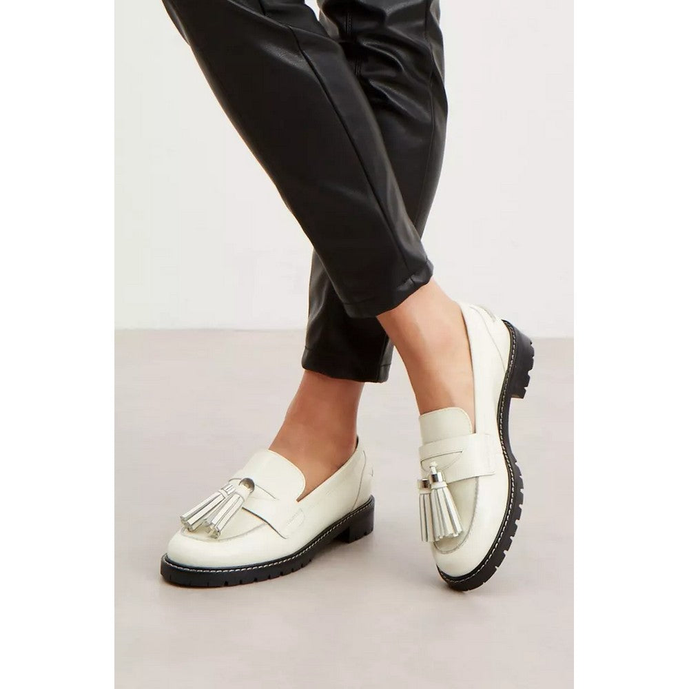 White - Lifestyle - Principles Womens-Ladies Lindsay Tassel Leather Loafers