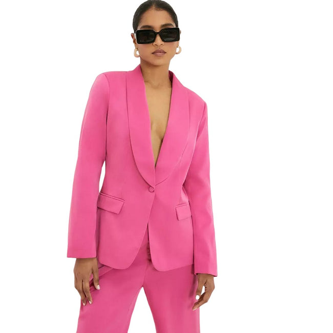 Fuchsia - Side - Dorothy Perkins Womens-Ladies Satin Blazer