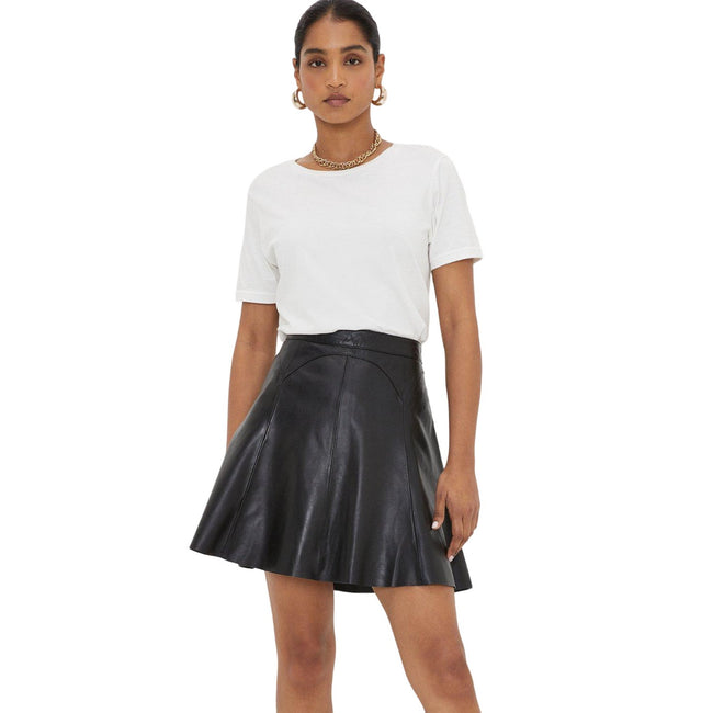 Black - Side - Dorothy Perkins Womens-Ladies Leather Mini Skirt