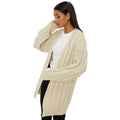 Cream - Front - Dorothy Perkins Womens-Ladies Cable Chunky Knit Longline Cardigan