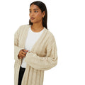 Cream - Side - Dorothy Perkins Womens-Ladies Cable Chunky Knit Longline Cardigan