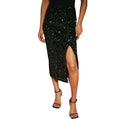 Black - Front - Dorothy Perkins Womens-Ladies Sequin Velvet Midi Skirt