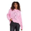 Pink - Front - Dorothy Perkins Womens-Ladies Cable Chunky Knit Crew Neck Jumper