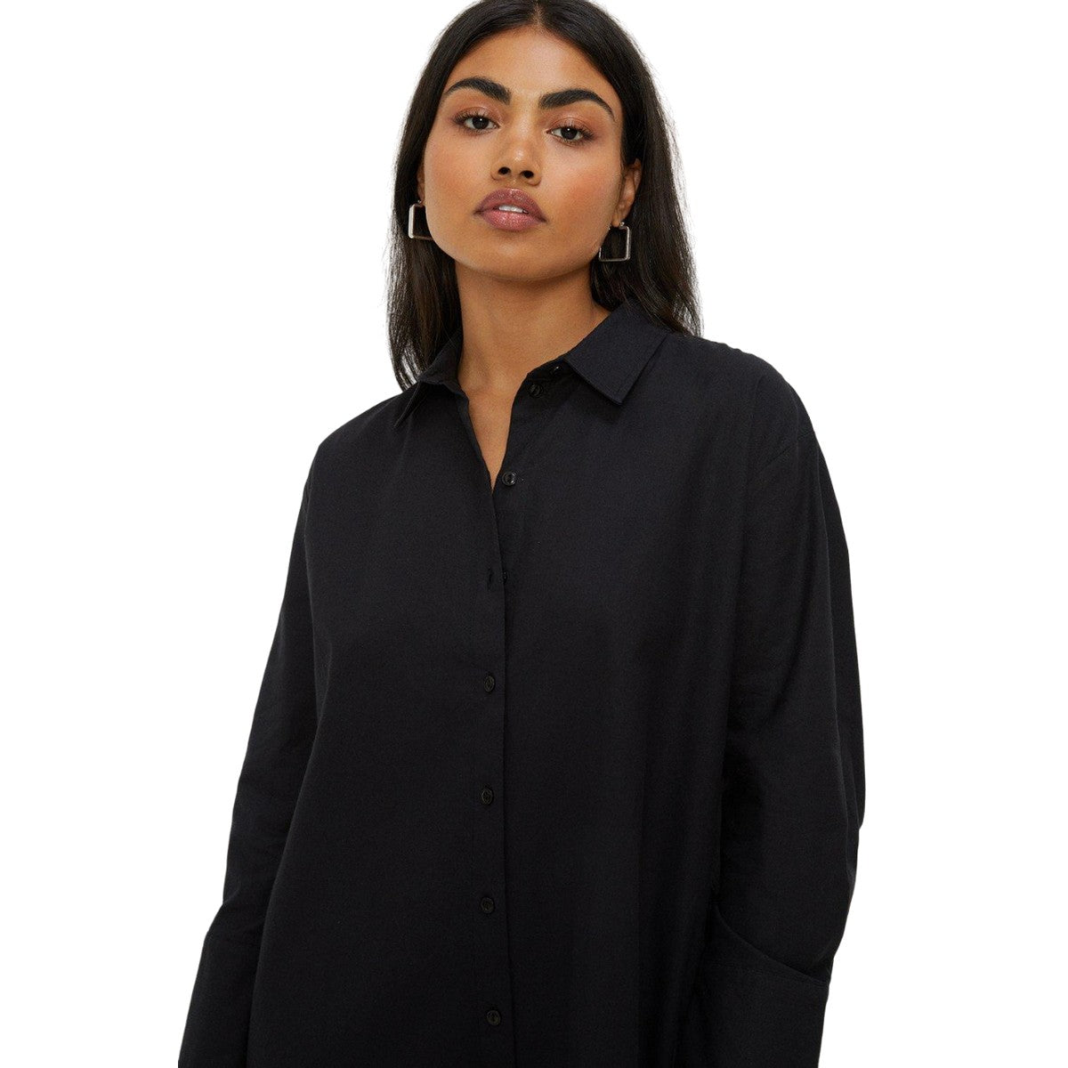 Black - Side - Dorothy Perkins Womens-Ladies Poplin Oversized Shirt Dress