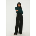 Black - Front - Dorothy Perkins Womens-Ladies Button Detail Wide Leg Trousers