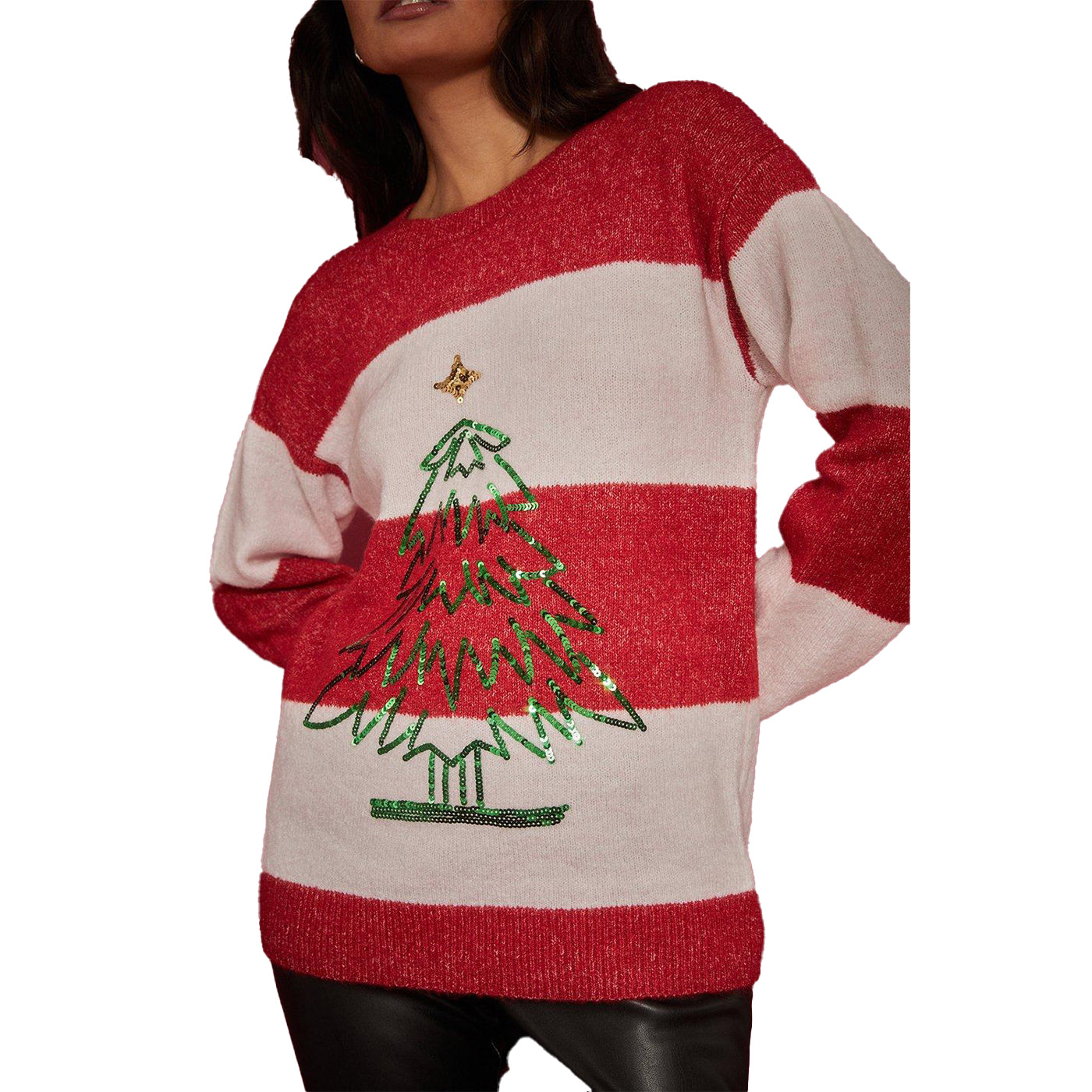 Red - Side - Dorothy Perkins Womens-Ladies Christmas Tree Jumper