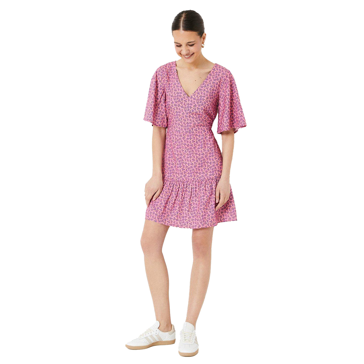 Pink - Pack Shot - Dorothy Perkins Womens-Ladies Tiered Hem Frill Mini Dress
