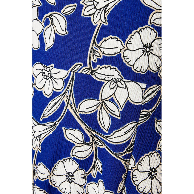 Blue-White - Pack Shot - Dorothy Perkins Womens-Ladies Floral V Neck Midi Dress