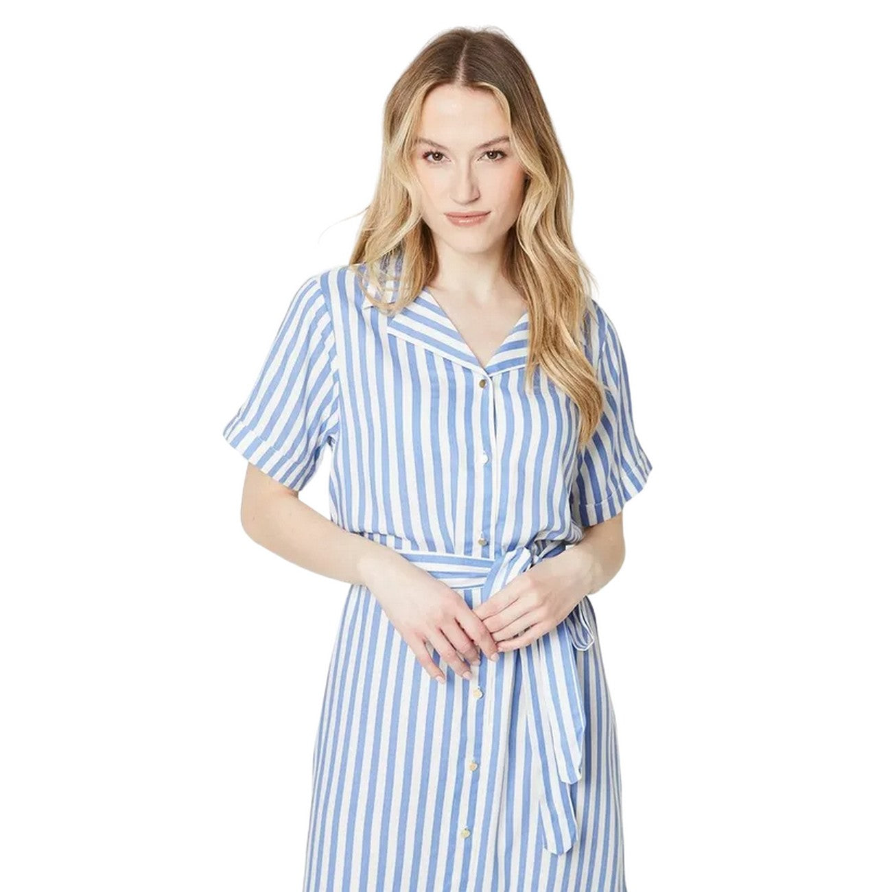 Blue-White - Lifestyle - Dorothy Perkins Womens-Ladies Stripe Midi Shirt Dress