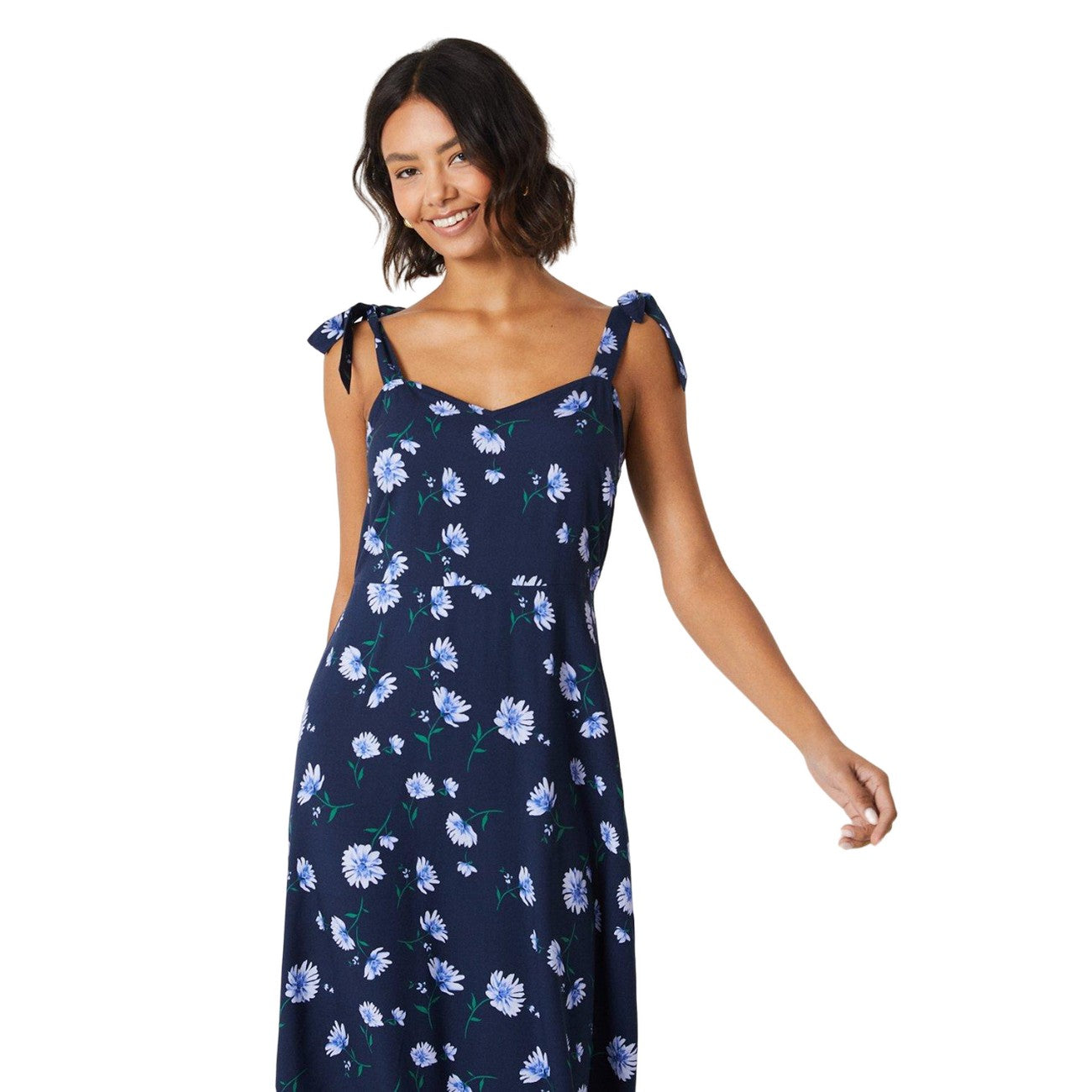 Navy - Lifestyle - Dorothy Perkins Womens-Ladies Floral Tie Shoulder Midi Dress