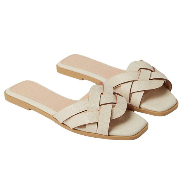 Bone - Front - Dorothy Perkins Womens-Ladies Fiji Lattice Wide Flat Flip Flops