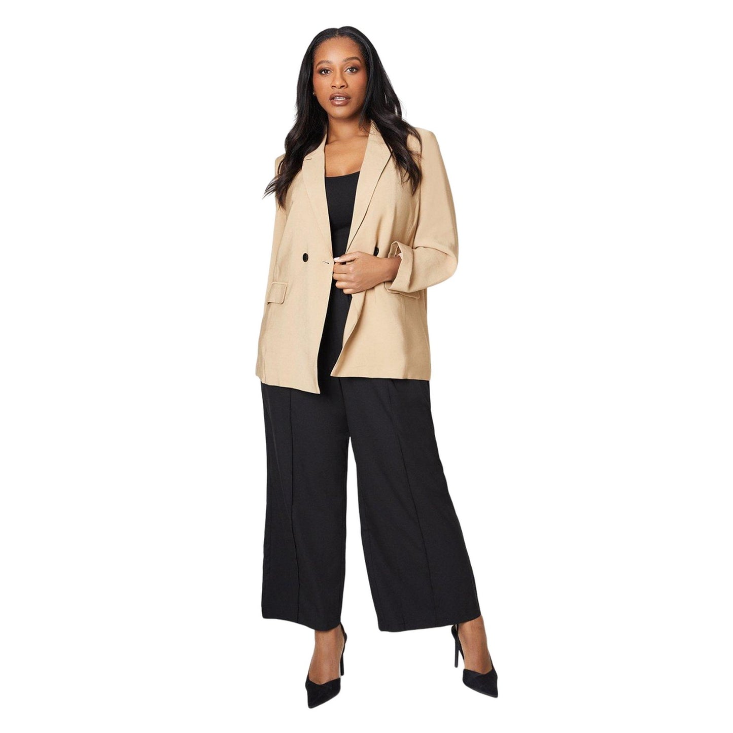 Camel - Lifestyle - Dorothy Perkins Womens-Ladies Double-Breasted Plus Blazer