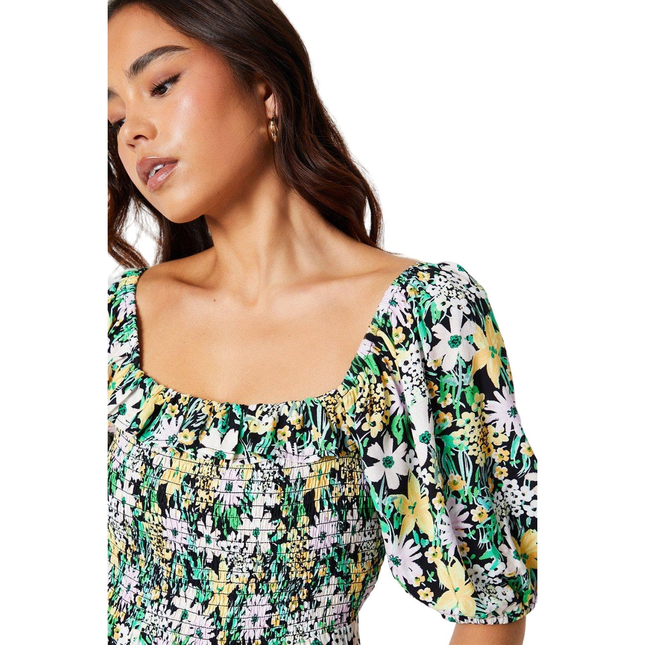 Multicoloured - Side - Dorothy Perkins Womens-Ladies Floral Bodice Petite Midi Dress