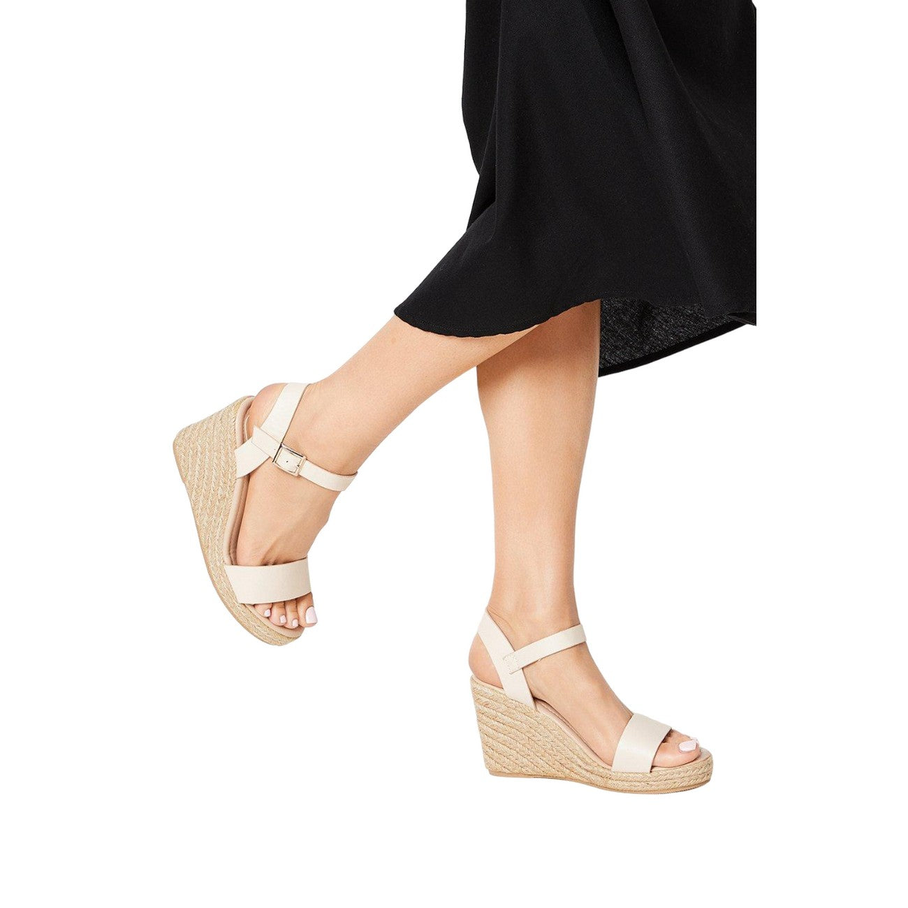 Bone - Side - Dorothy Perkins Womens-Ladies Remy High Wedge Espadrilles