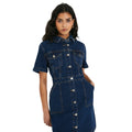 Indigo - Side - Dorothy Perkins Womens-Ladies Denim Petite Mini Dress