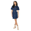 Indigo - Front - Dorothy Perkins Womens-Ladies Denim Petite Mini Dress