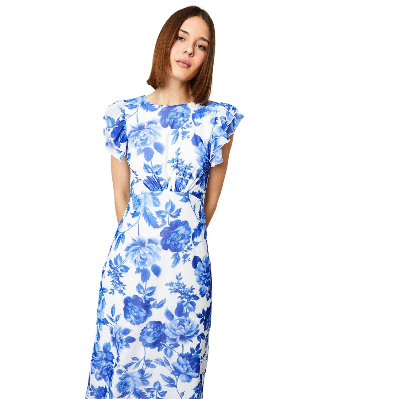 Blue-White - Lifestyle - Dorothy Perkins Womens-Ladies Empire Seam Frill Midi Dress