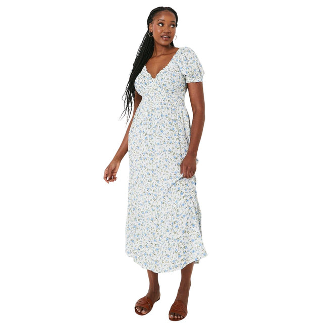 Ivory - Front - Dorothy Perkins Womens-Ladies Ditsy Print Shirred Waist Midi Dress