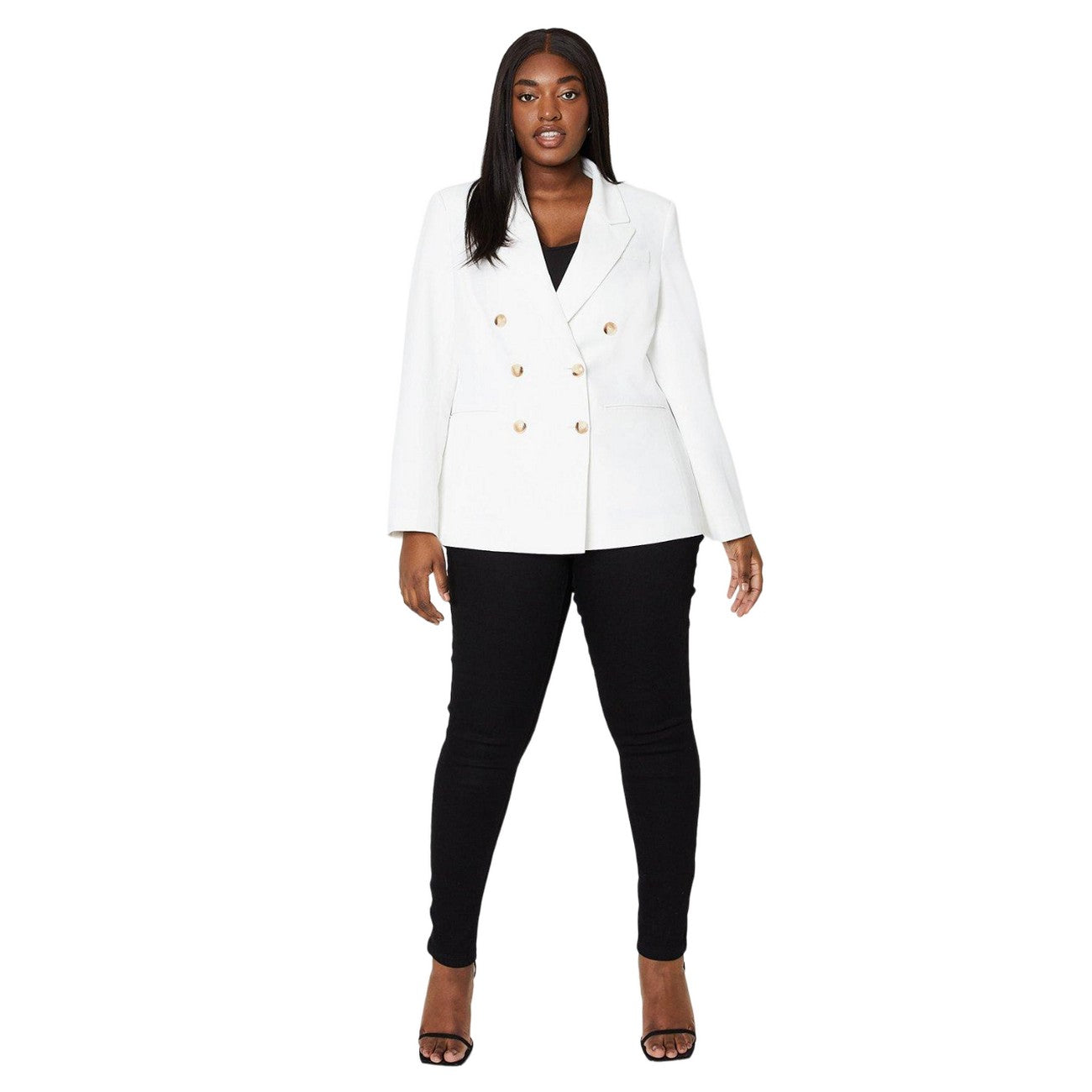 Ivory - Lifestyle - Dorothy Perkins Womens-Ladies Double-Breasted Curved Blazer