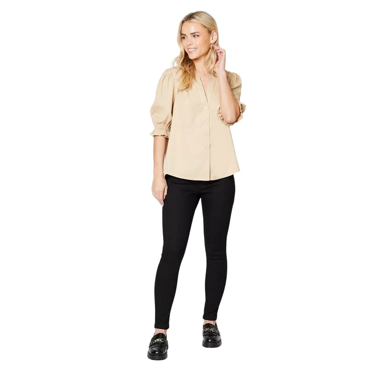 Camel - Lifestyle - Dorothy Perkins Womens-Ladies Overhead Button Front Petite Blouse
