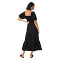 Black - Back - Dorothy Perkins Womens-Ladies Shirred Puff Sleeve Midi Dress