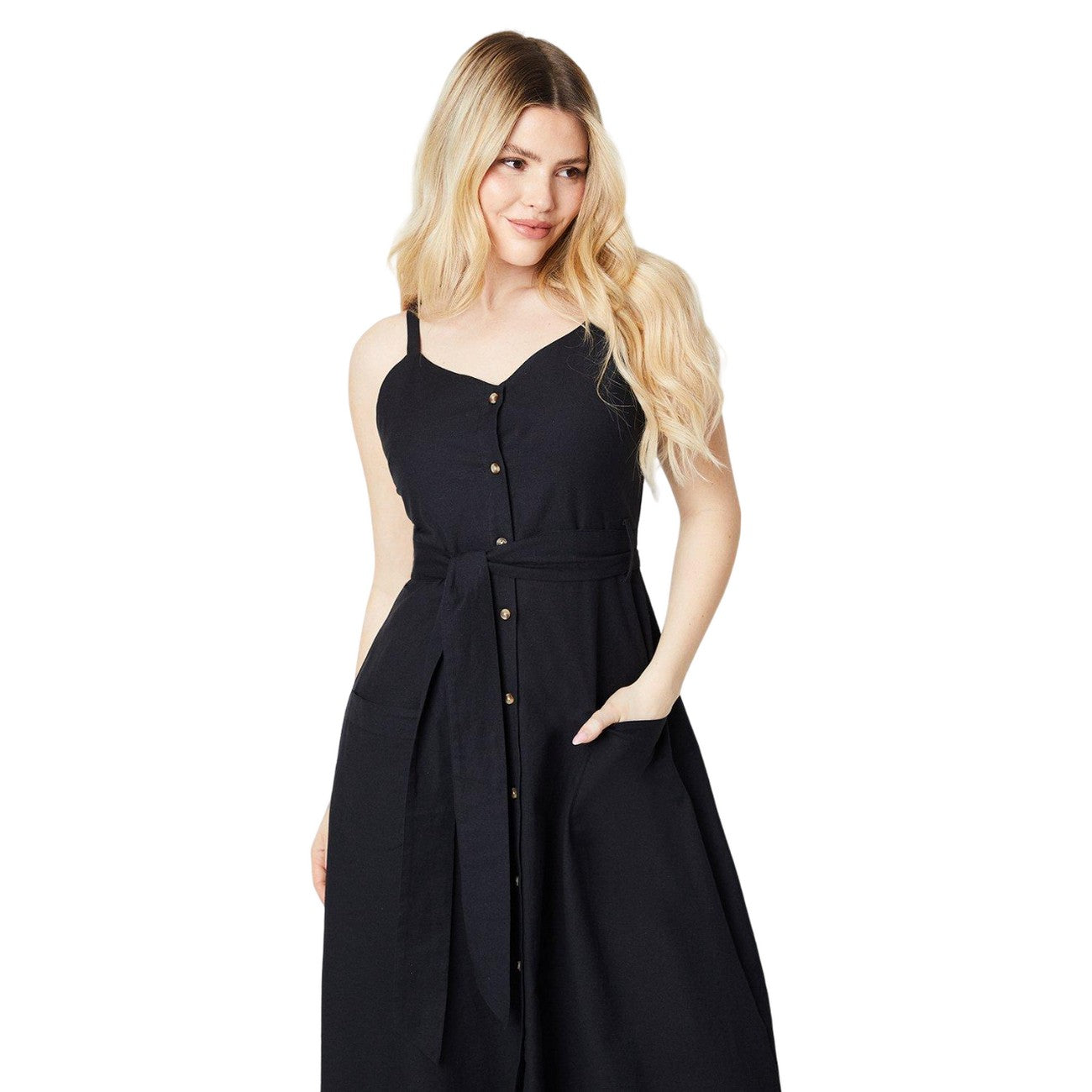 Black - Side - Dorothy Perkins Womens-Ladies Button-Down Midi Dress