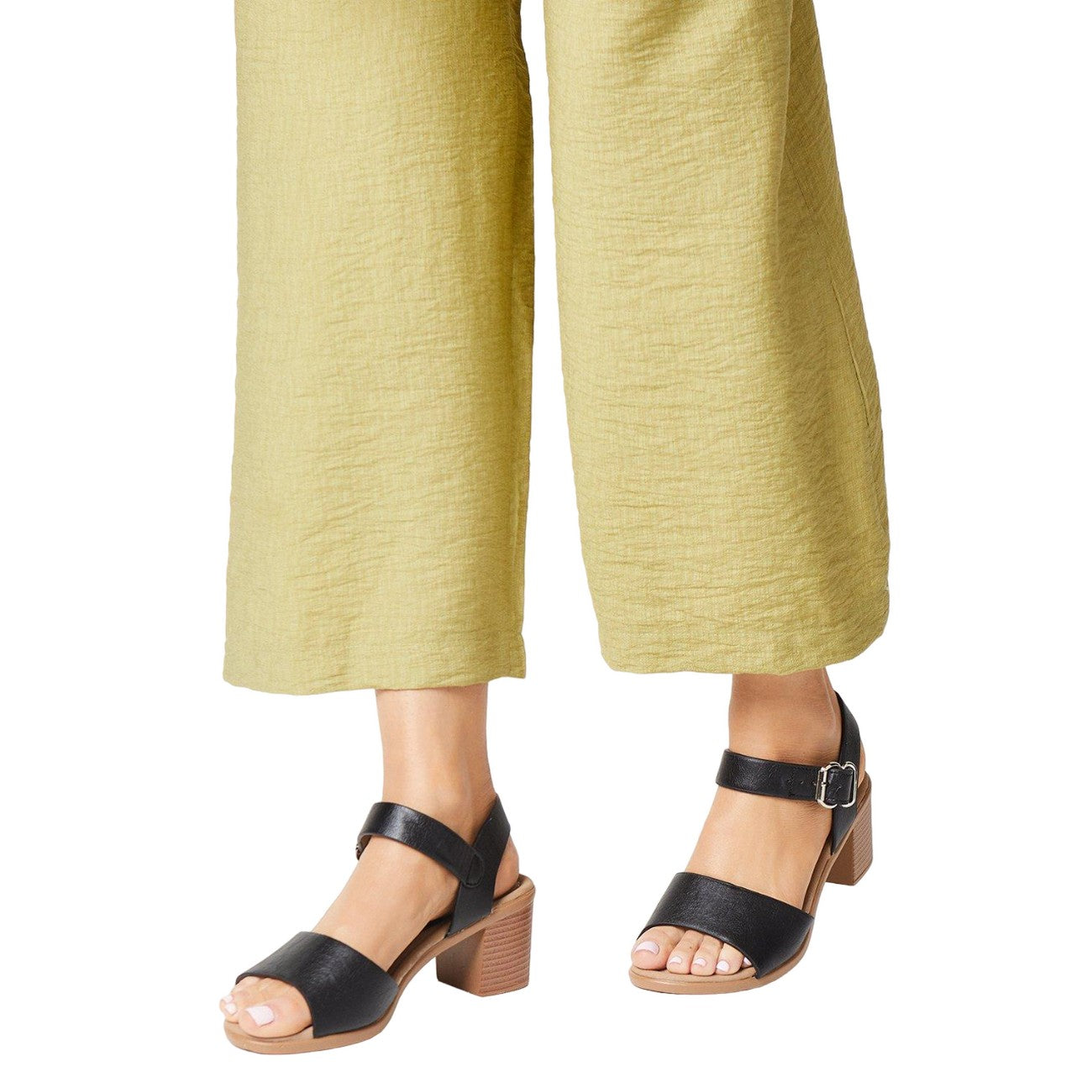 Black - Side - Good For The Sole Womens-Ladies Eloise Lightweight Medium Block Heel Sandals