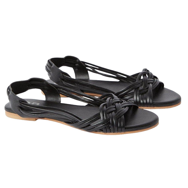 Black - Front - Dorothy Perkins Womens-Ladies Jocelyn Plaited Leather Wide Flat Sandals