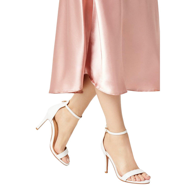 White - Side - Dorothy Perkins Womens-Ladies Tyla Wide Stiletto Heel Sandals