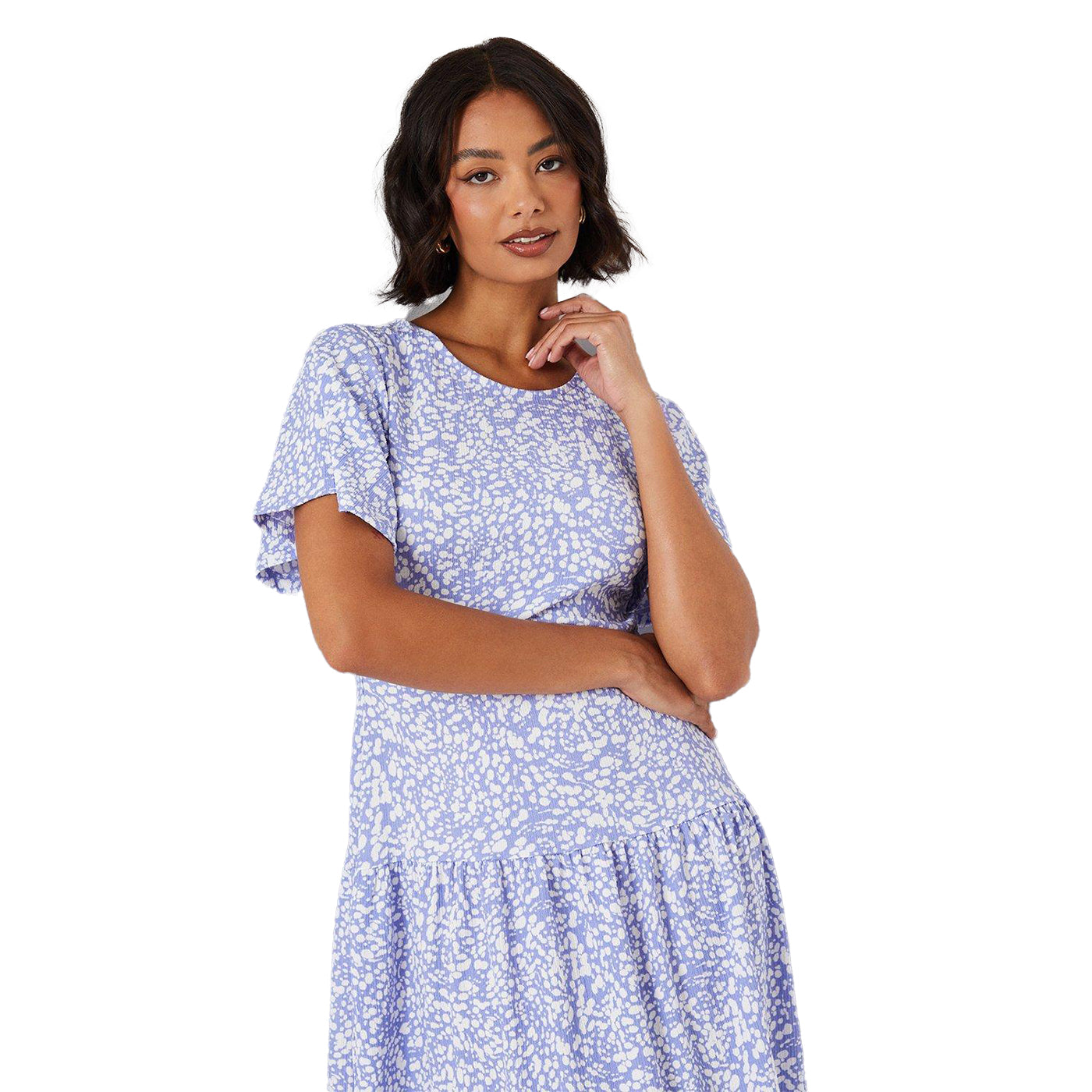 Blue - Lifestyle - Dorothy Perkins Womens-Ladies Animal Print Tie Back Angel Sleeve Midi Dress